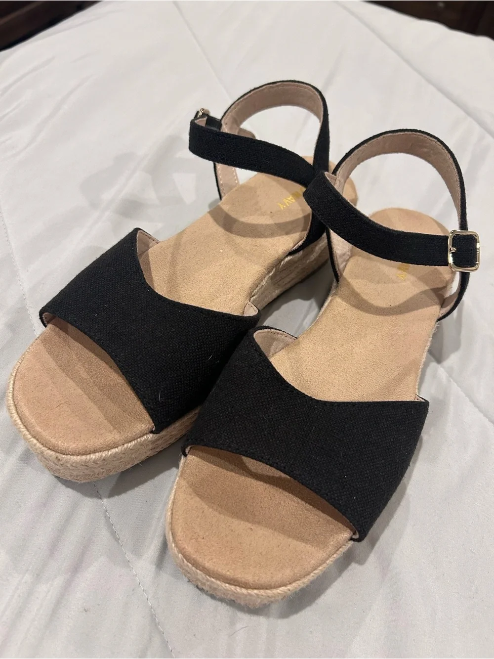 Old Navy Black Ankle-Strap Espadrille Wedge Sandals